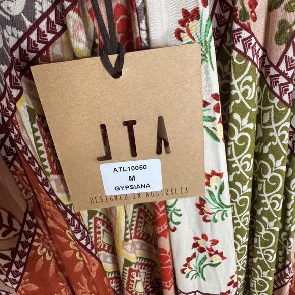 ATL The Label Dress Gypsiana ruffle ladies M Pink Boho Patchwork Maxi Rayon - Picture 12 of 15